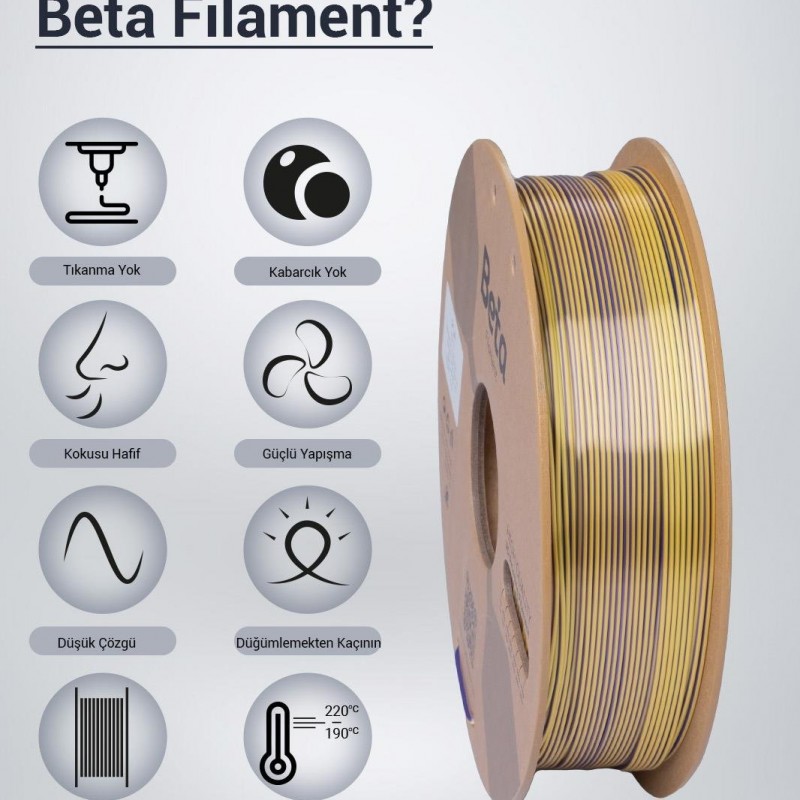 Beta PLA-Mystic Silk Filament Blue Purple Yellow