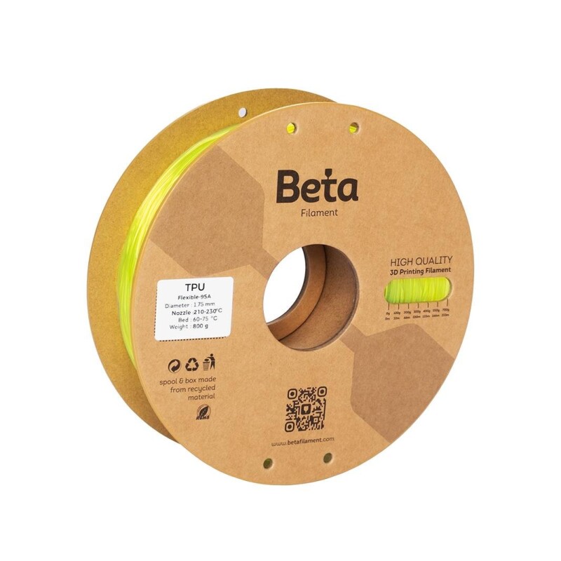 Beta TPU 95A Filament Transparent Lemon Yellow